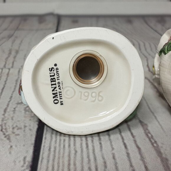 Fitz And Floyd 1996 OMNIBUS Ceramic Santa & Toy Sack Salt & Pepper Shaker Set - Picture 12 of 14